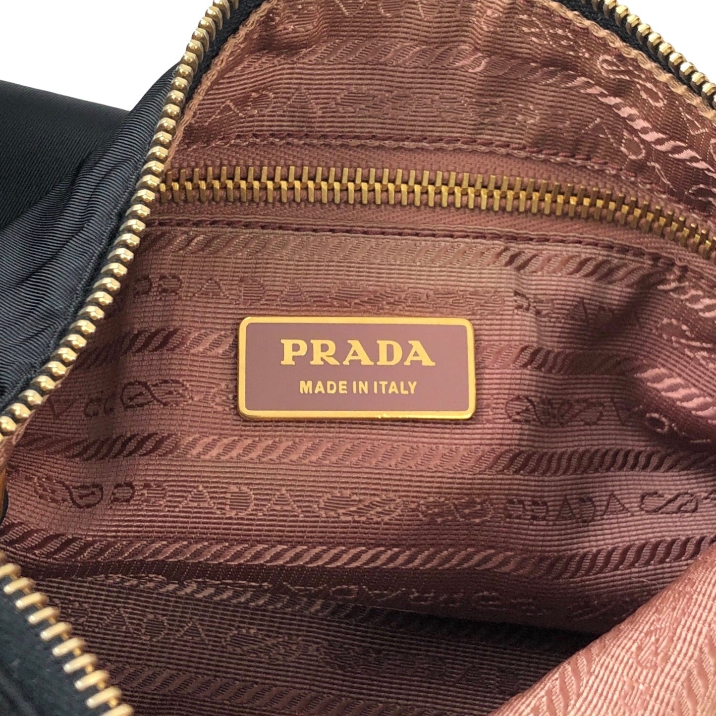 PRADA Logo Ribbon Motif Two-way Handbag Shoulder bag Black Vintage 33v85k