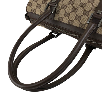 GUCCI GG Canvas Small Boston bag Handbag Brown Vintage ms6dsn
