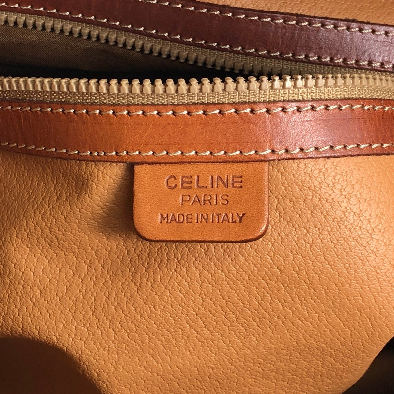 CELINE Macadam Blason Drawstring Shoulder bag Brown Vintage ex6n3b