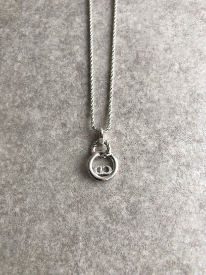 Christian Dior CD Logo Motif Necklace Silver Vintage 2ar88r