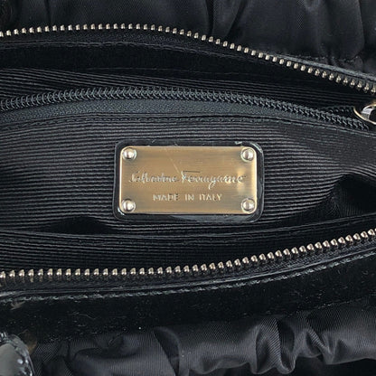 Salvatore Ferragamo Gancini Two-way Handbag Shoulder bag Black Vintage uazc8j