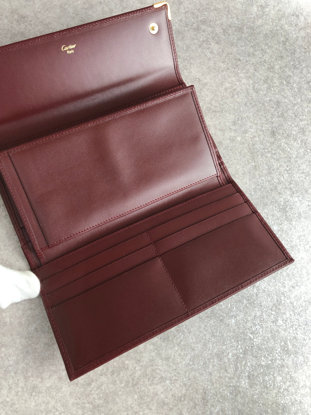 Cartier Logo Embossed Long Wallet Bordeaux Vintage shhgrp