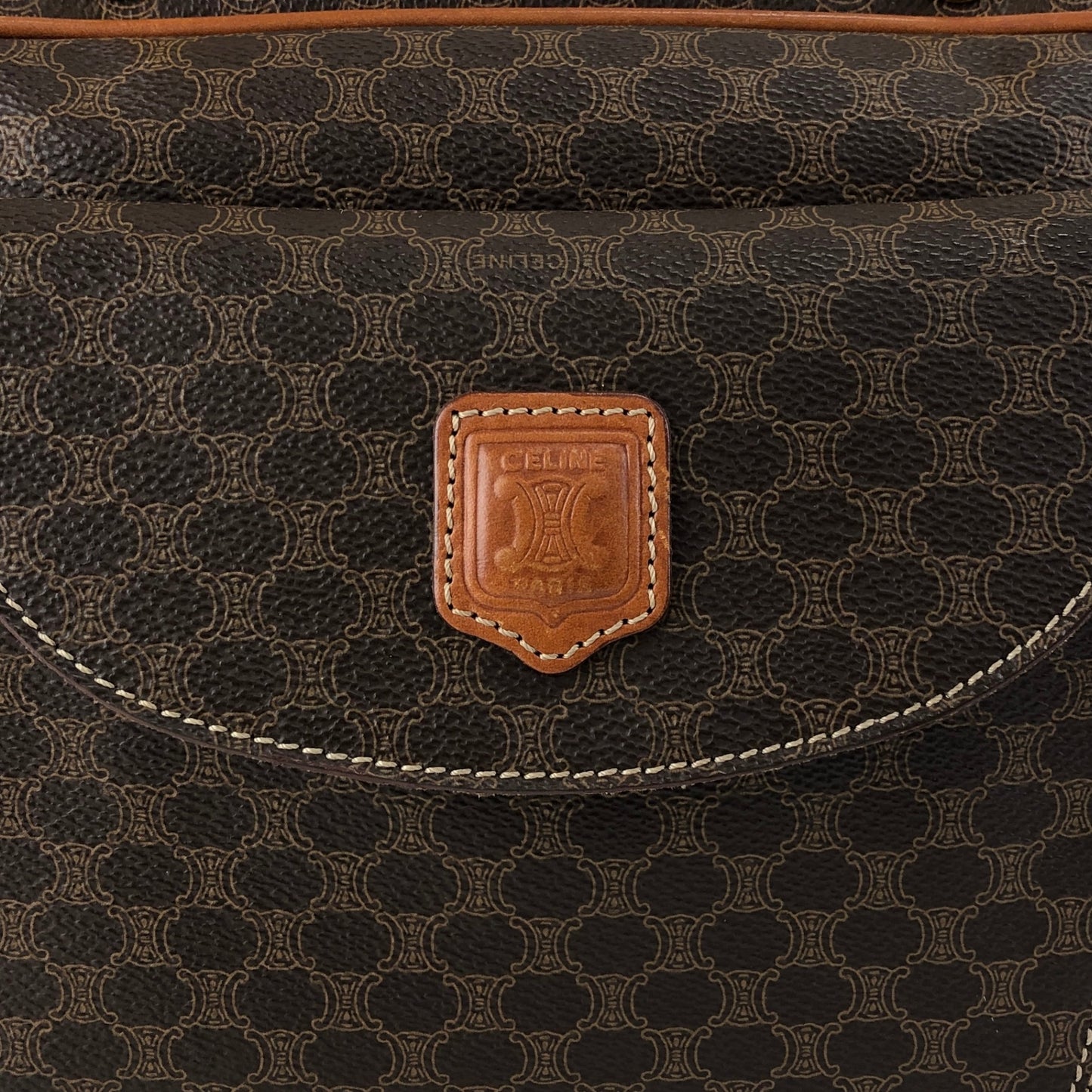 CELINE Macadam Blason Handbag Brown Vintage h544n5