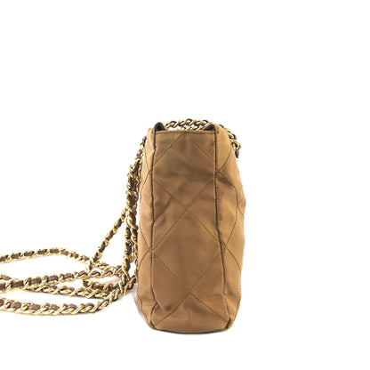 PRADA Triangle Logo Chain Shoulder Quilted Nylon Shoulder bag Brown Vintage kzrh7a