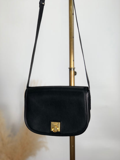 CELINE Gancini Shoulder bag Black Vintage hpbtja