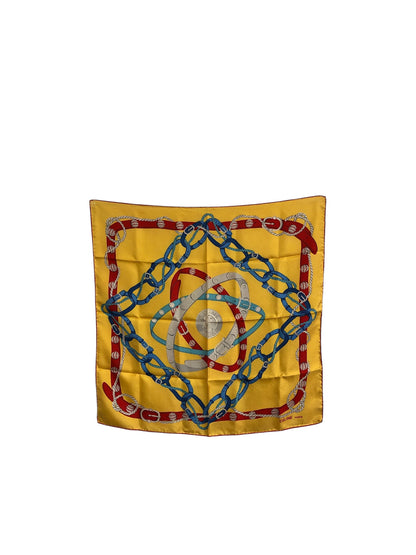 CELINE SILK Scarf Yellow Vintage t7z5n3