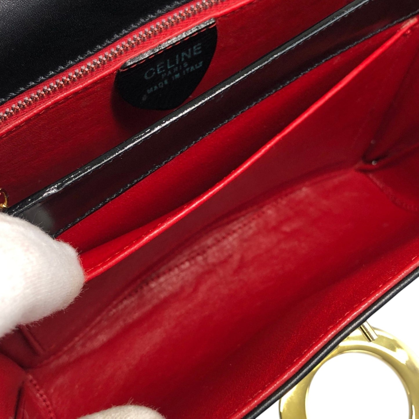 CELINE Circle Logo Shoulder bag Black Vintage ee7fti