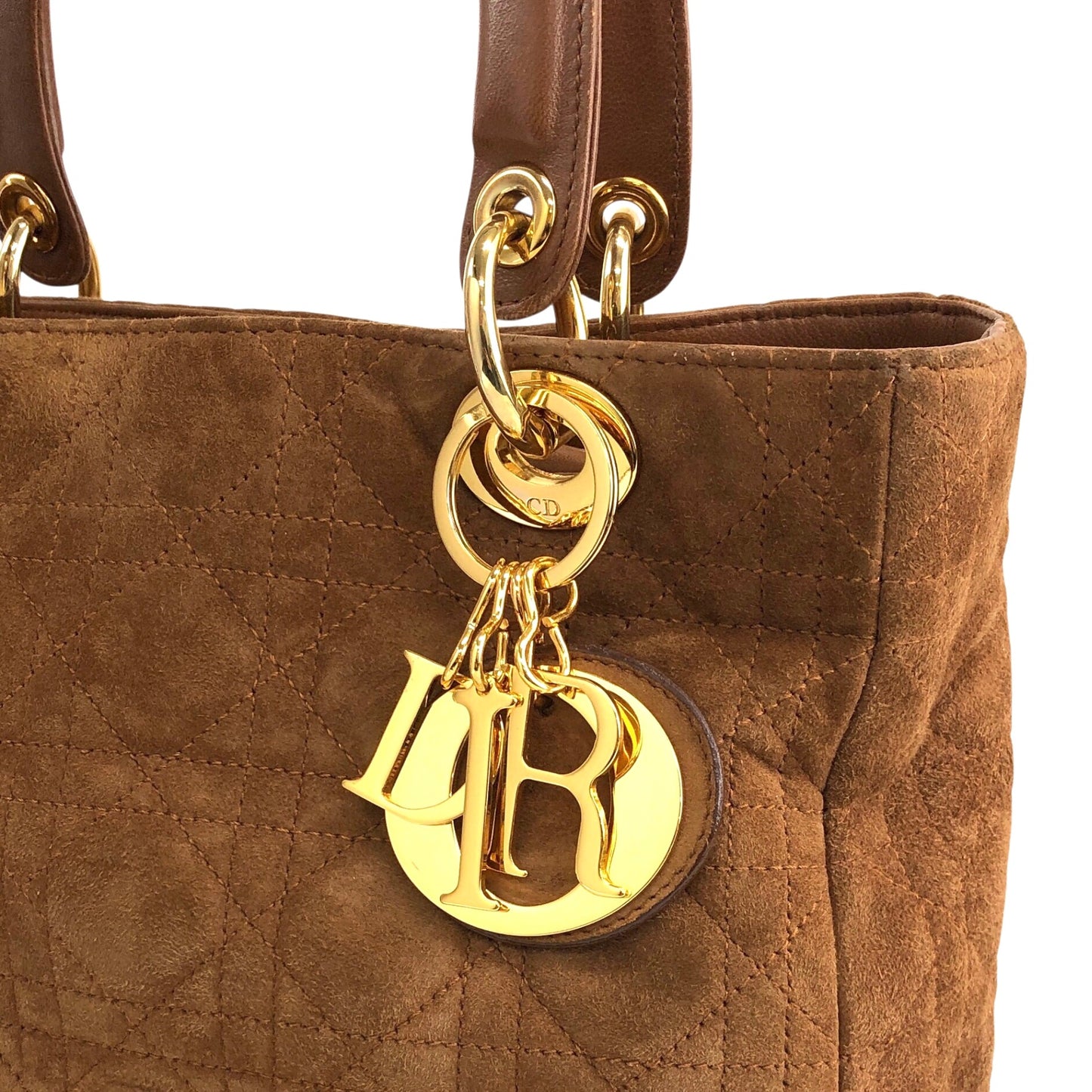 Christian Dior Lady Dior Cannage Two-way Handbag Shoulder bag Brown Vintage thfb5y