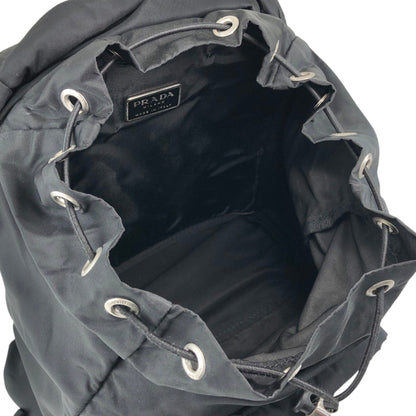 PRADA Tessuto Triangle Logo Front Buckle Backpack Black Vintage ynp78c