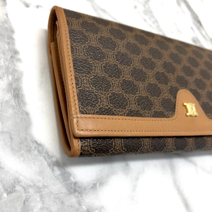 CELINE Macadam Triomphe PVC 皮革長皮夾 棕色 復古 7ej5dz
