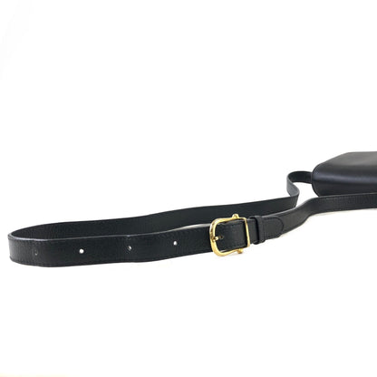CELINE Triomphe Leather Crossbody Shoulder bag Black Vintage hn5feu
