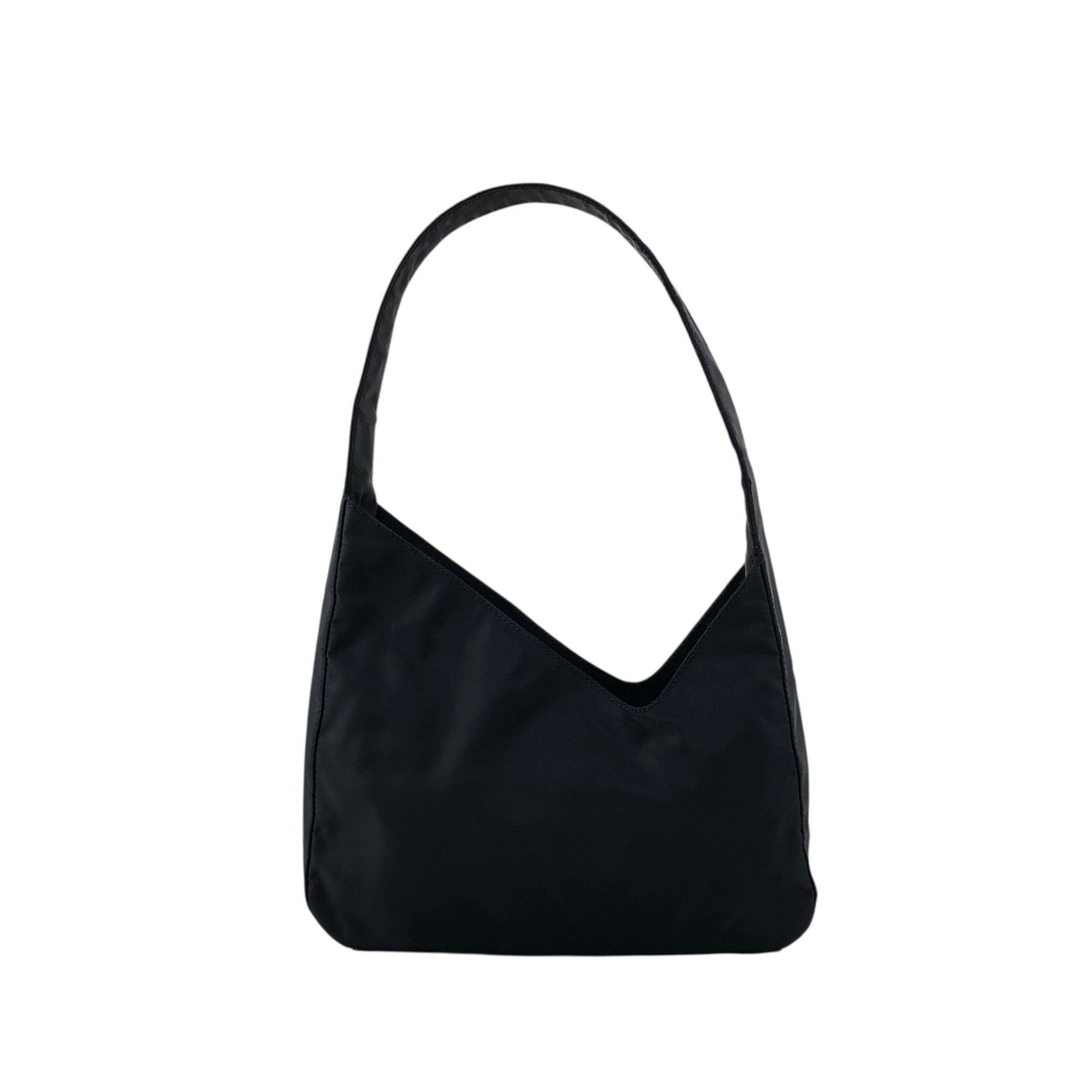 PRADA Tessuto Triangle Logo Handbag Shoulder bag Black Vintage