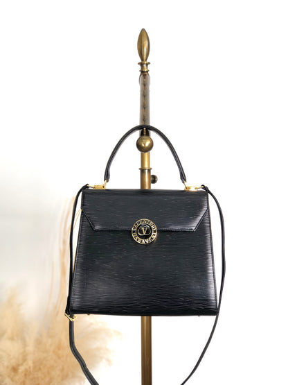 VALENTINO GARAVANI Circle Logo Two-way Handbag Shoulder bag Black Vintage swvrnt