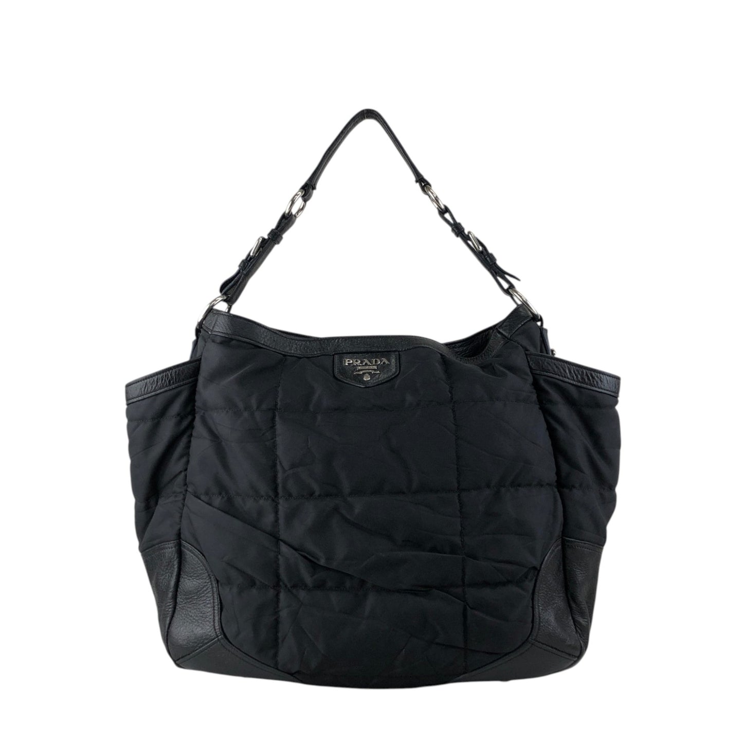 PRADA Logo Shoulder bag Totebag Black Vintage td4ahh