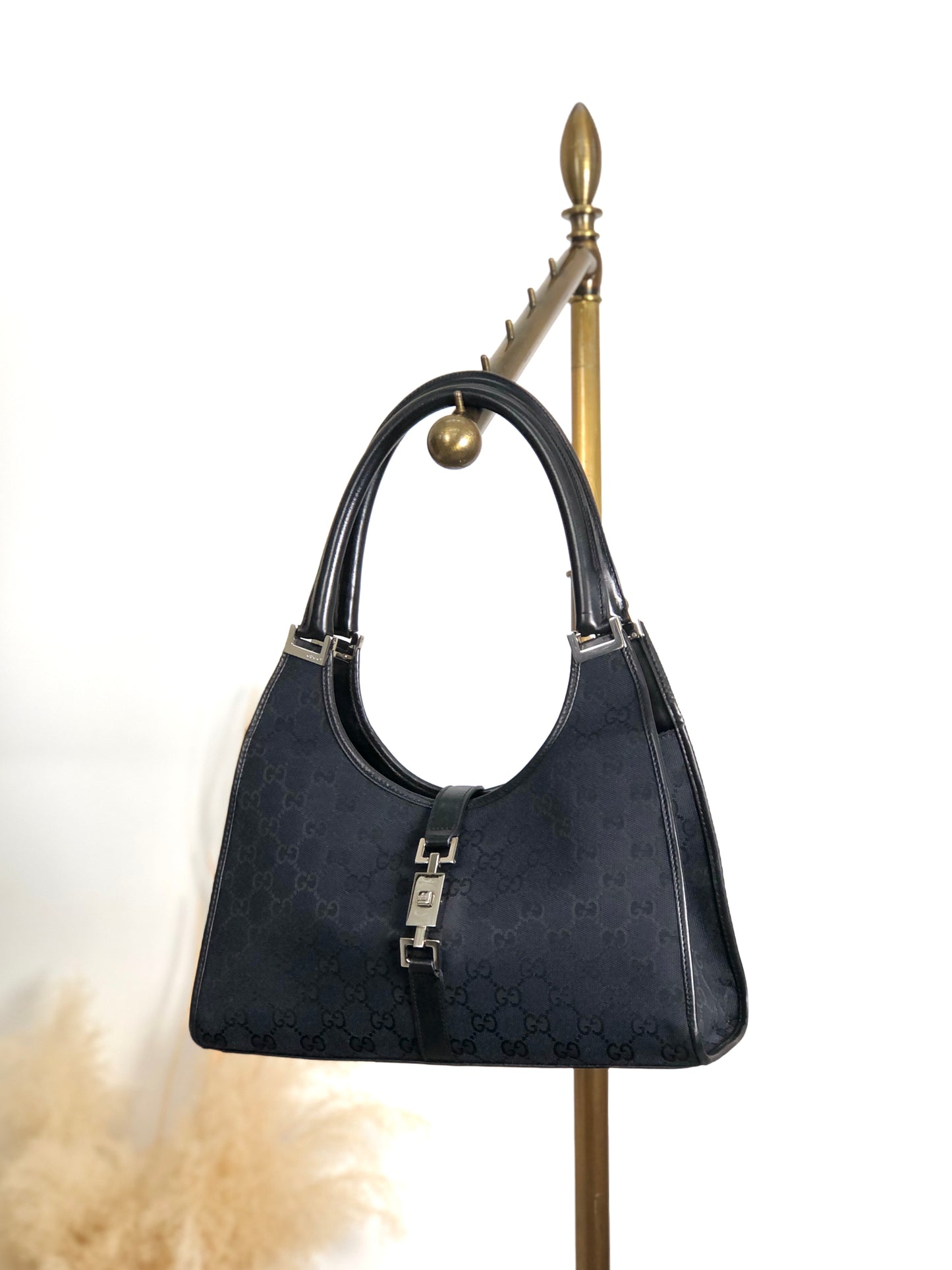 GUCCI Jackie Handbag Totebag Black Vintage xn56ma