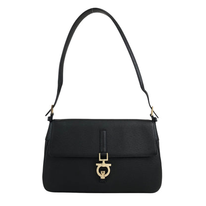 Salvatore Ferragamo Gancini Shoulder bag Black Vintage hrpw36