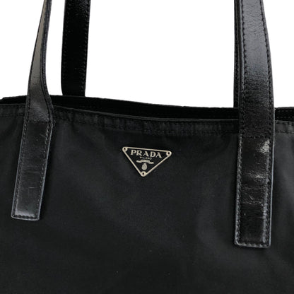 PRADA Triangle Logo Nylon Handbag Totebag Black Vintage tk5j6b