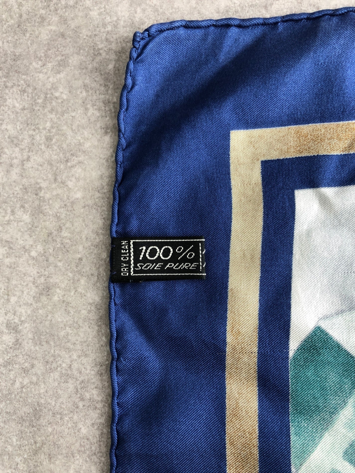 CELINE SILK Scarf Blue×Green Vintage ejmgse