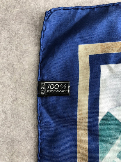 CELINE SILK Scarf Blue×Green Vintage ejmgse