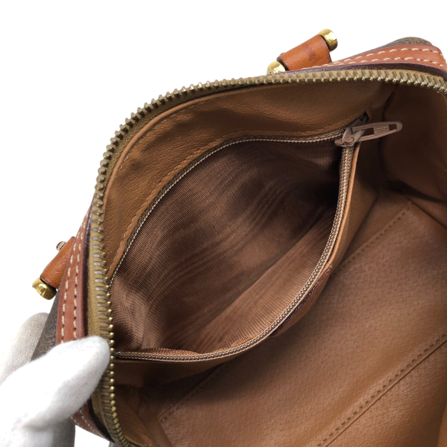 CELINE Macadam Two-way Small Handbag Shoulder bag Brown Vintage 6ryc2n