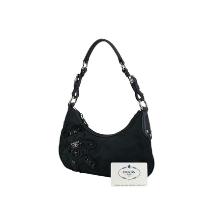 PRADA Triangle Logo Shoulder bag Black Vintage s4bkfb