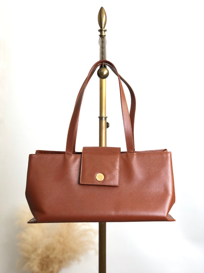 BURBERRY Flap Handbag Brown Vintage 3ex85e
