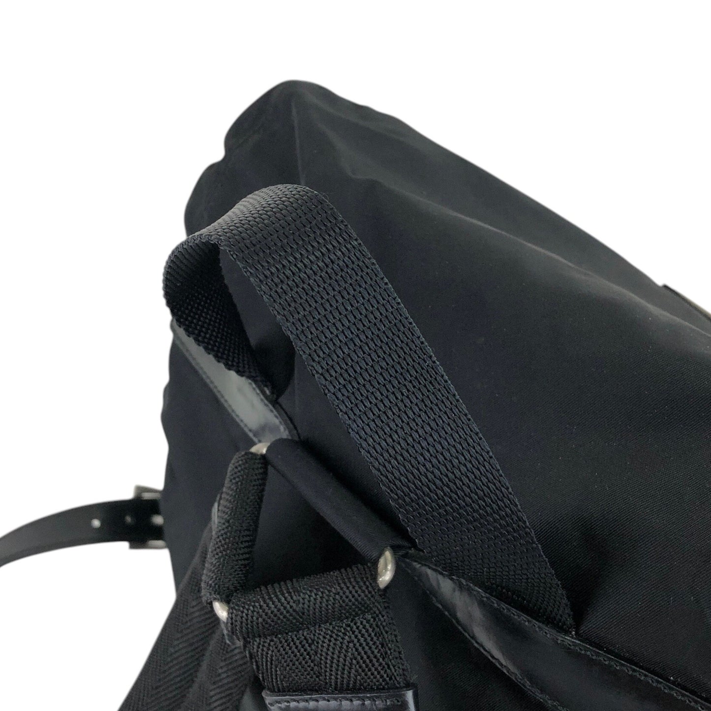 PRADA Triangle Logo Double Pocket Backpack Black Vintage sdny2f