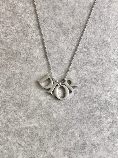 Christian Dior Logo Motif Necklace Silver Vintage mfvz83