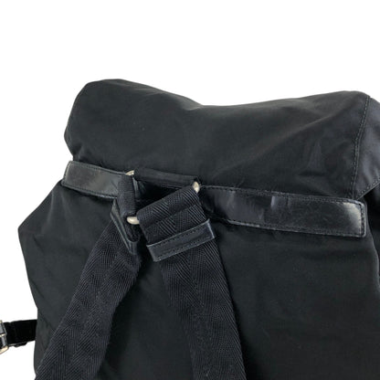 PRADA Tessuto Triangle Logo Double Pocket Backpack Black Vintage mehbr8