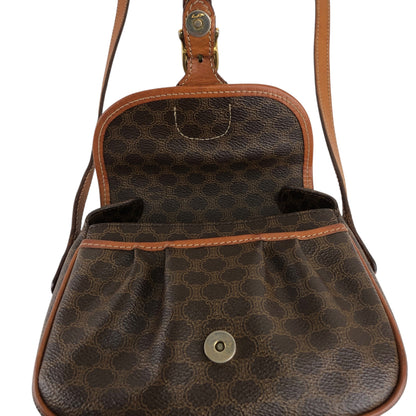 CELINE Macadam Blason Front Buckle Shoulder bag Brown Vintage iv3thu