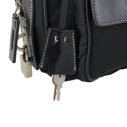 PRADA Triangle Logo Handbag Shoulder bag Black Vintage ntuyze