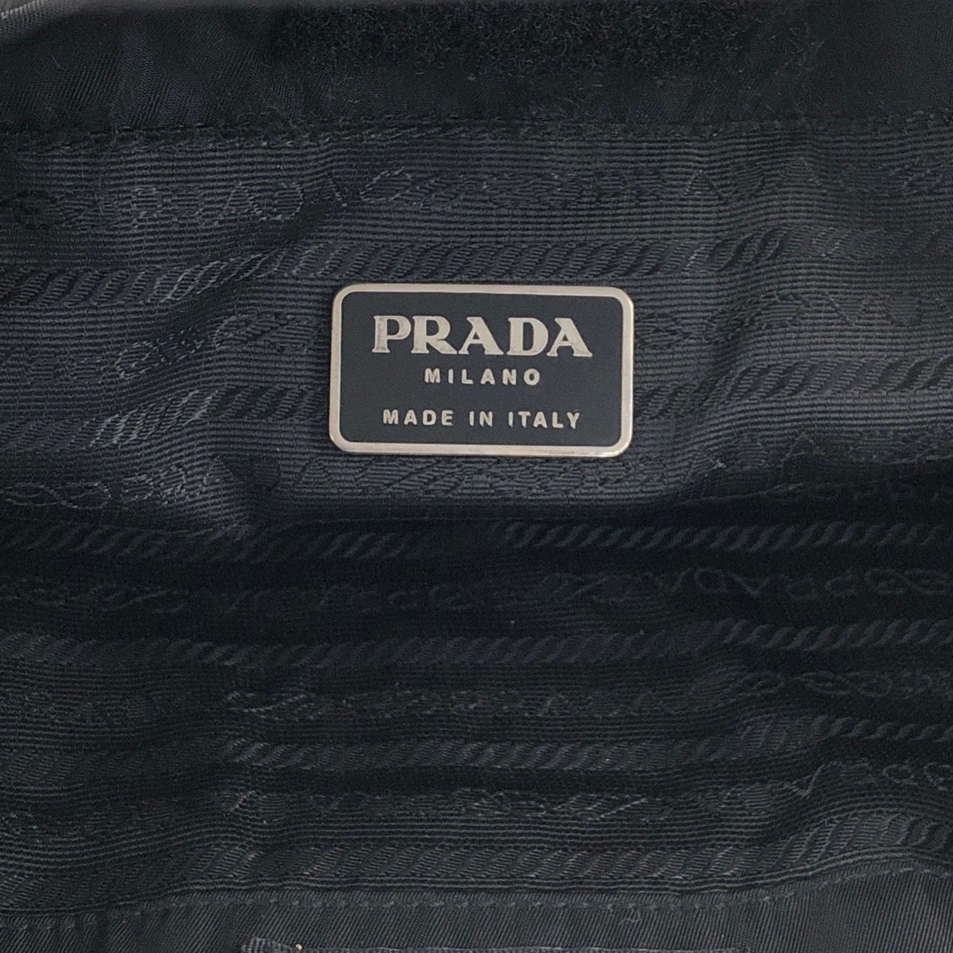 PRADA Tessuto Triangle Logo Totebag Black Vintage fhex45
