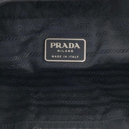 PRADA Tessuto Triangle Logo Totebag Black Vintage fhex45