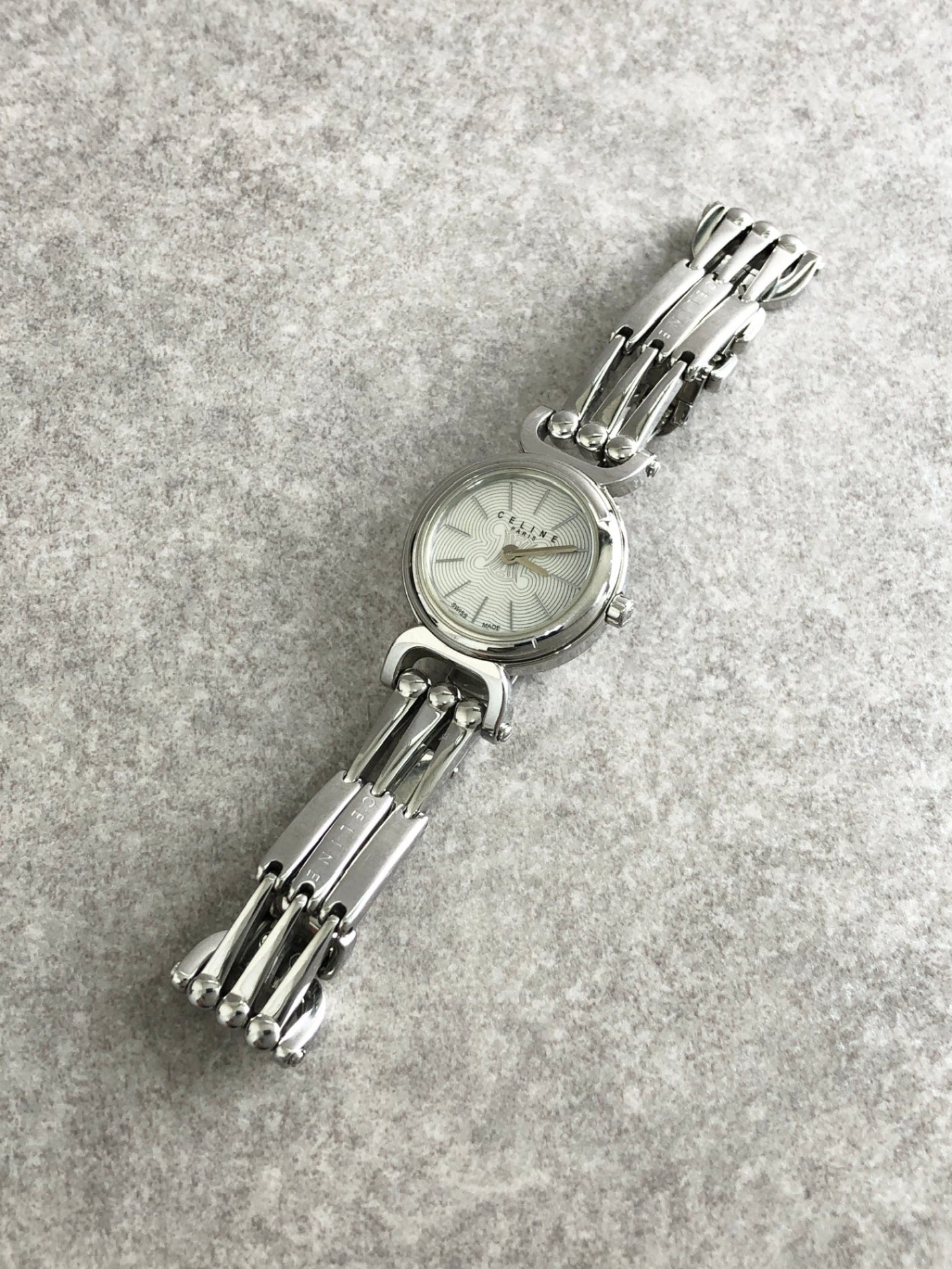 CELINE Horse Bit Quartz Watch Silver Vintage i4dtyi
