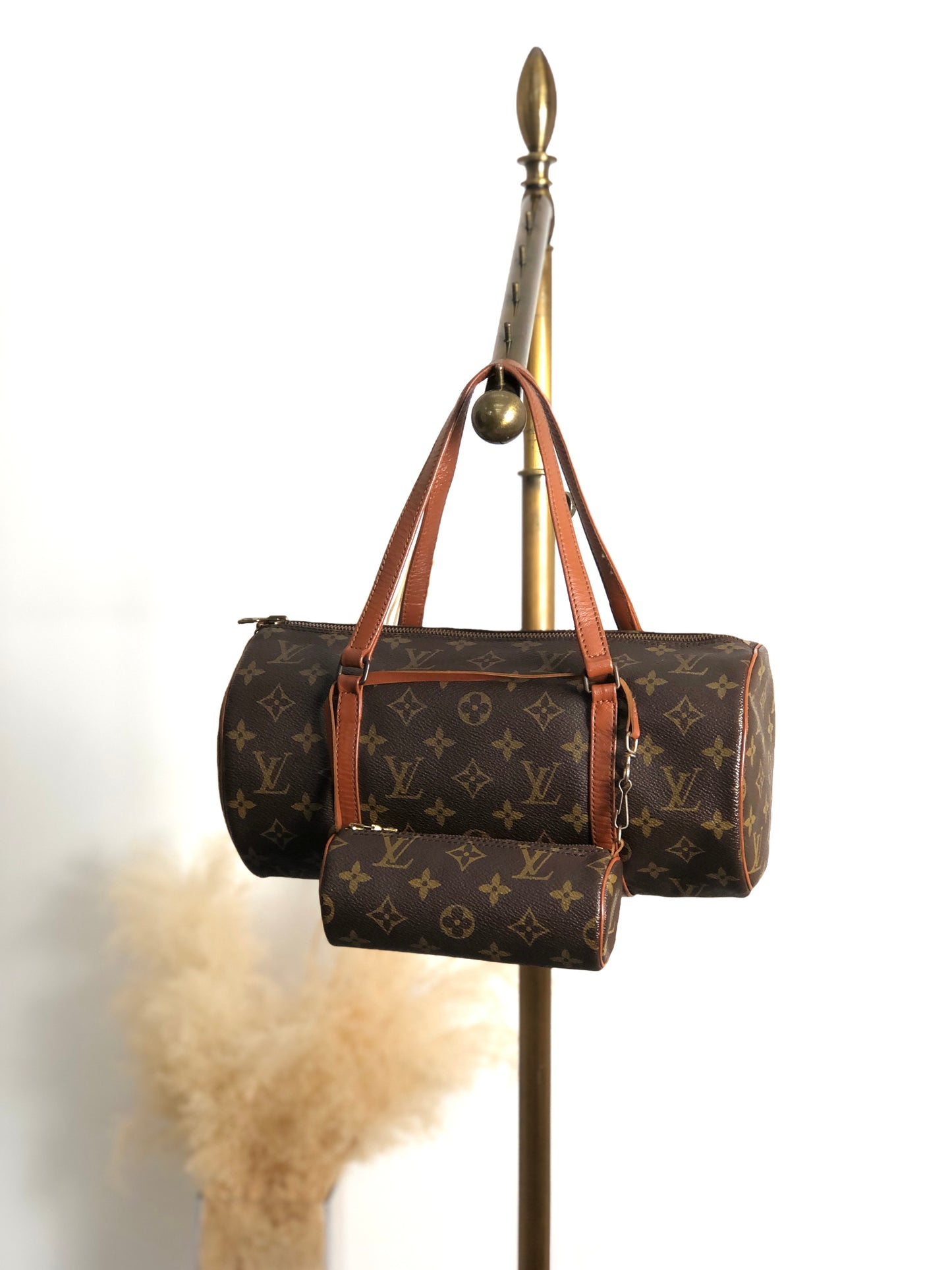 LOUIS VUITTON Monogram Handbag Brown Vintage efphw4