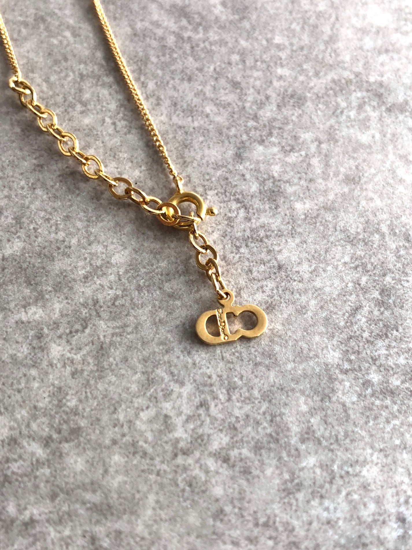 Christian Dior CD Logo Necklace Gold Vintage wwwbfu