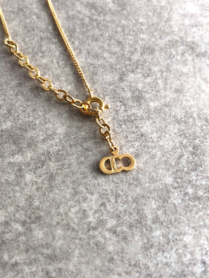 Christian Dior CD Logo Necklace Gold Vintage wwwbfu