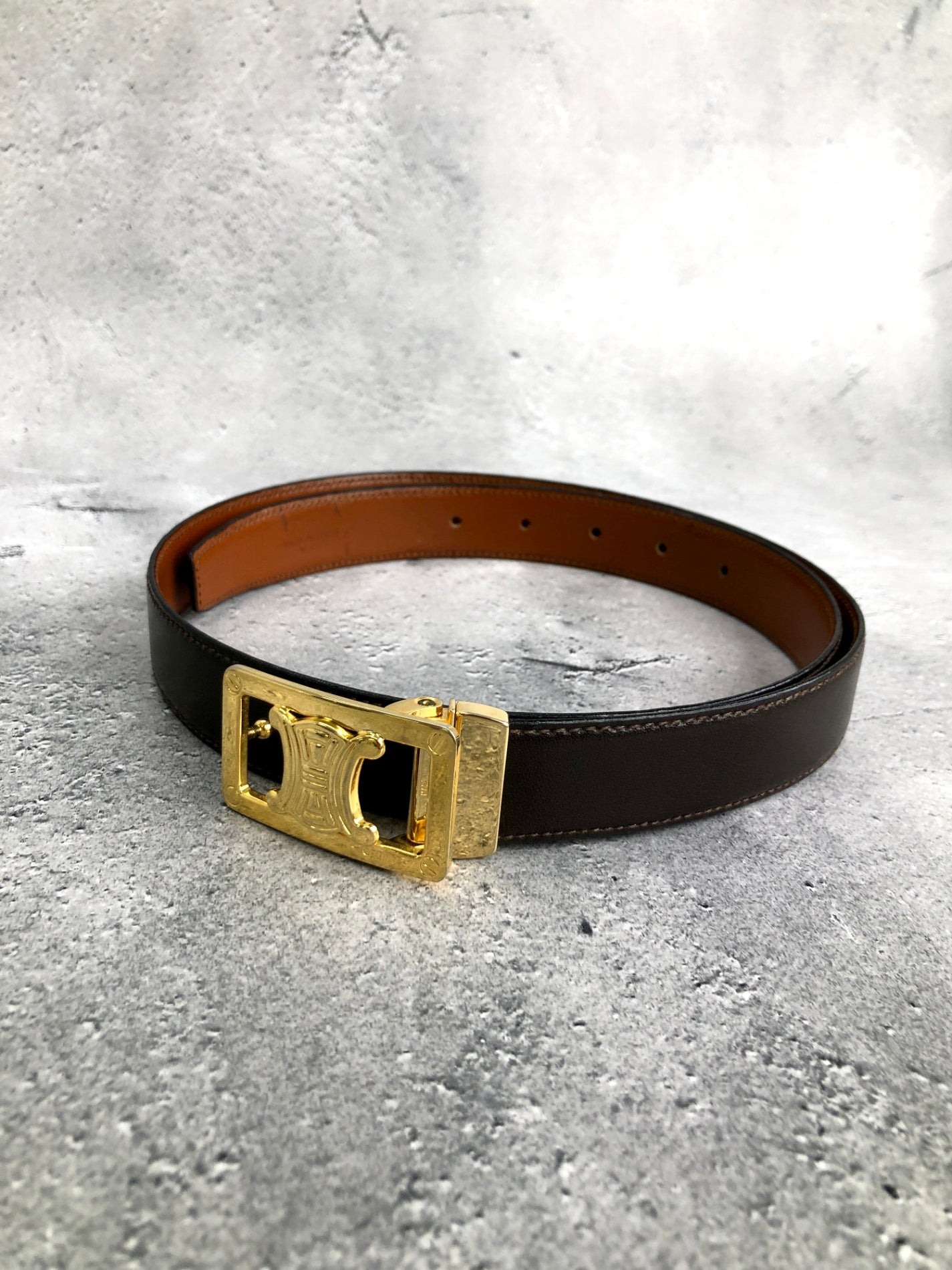 CELINE Blason Belt Black Vintage vxvkkh