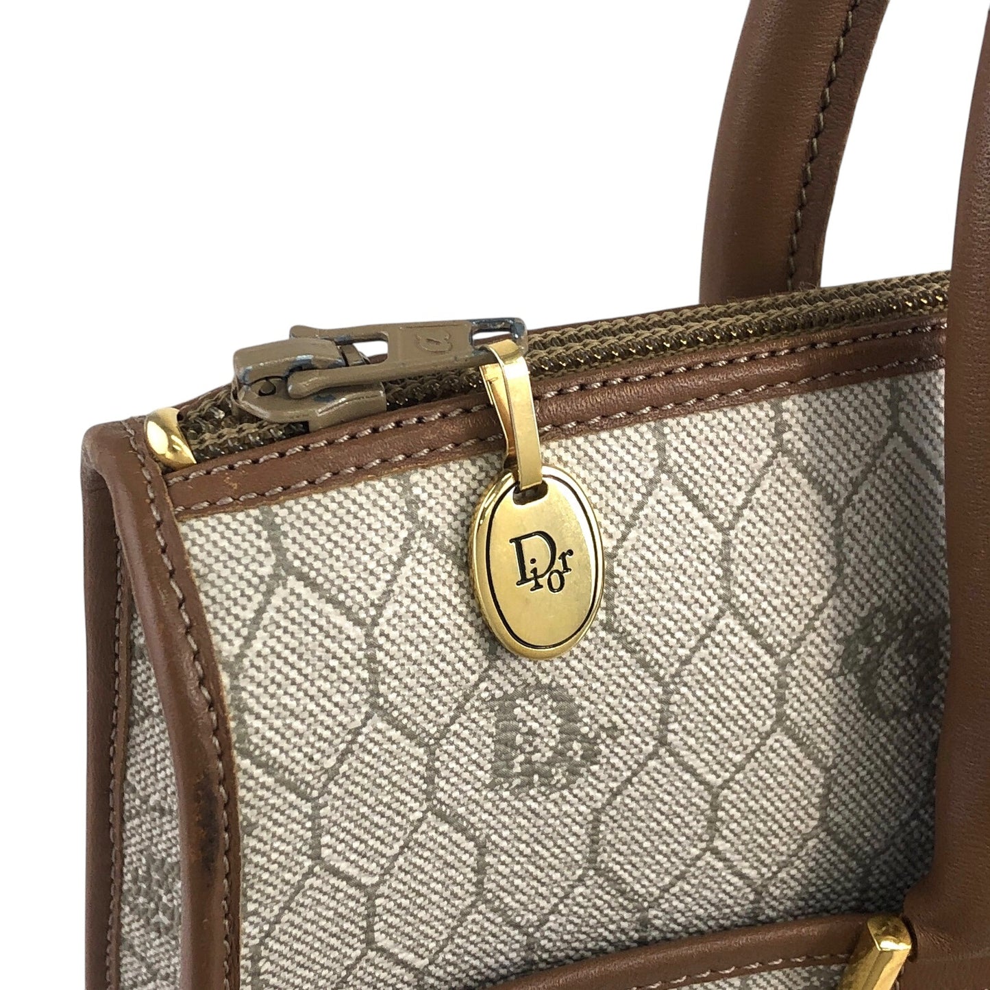 Christian Dior Honeycomb Pattern Handbag Beige Vintage r4yh5k