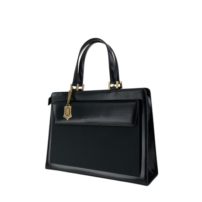 Yves Saint Laurent Logo Charm Handbag Black Vintage 7mza73