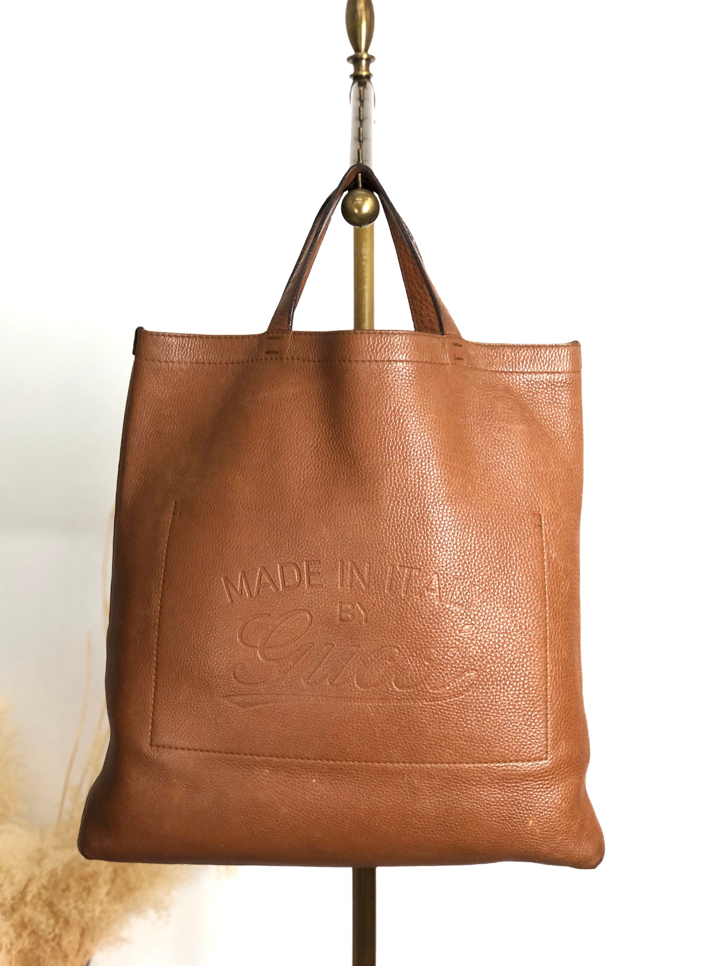 GUCCI Logo Embossed Totebag Brown Vintage 7tbu4m