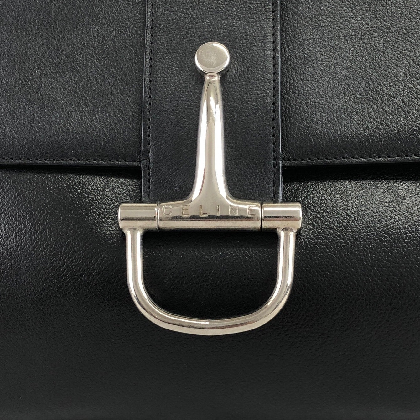 CELINE Horse Bit Shoulder bag Black Vintage gmhk6b