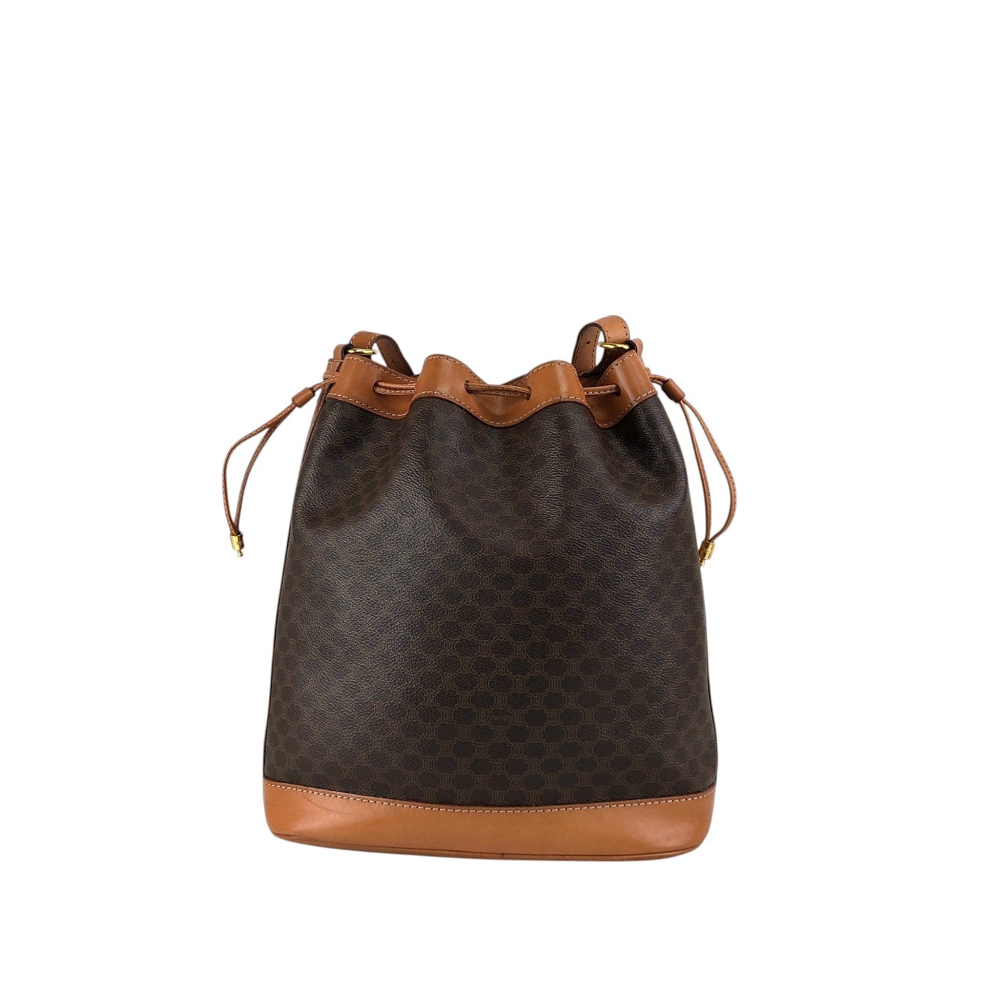 CELINE Macadam Blason Drawstring Shoulder bag Brown Vintage 6tzfb8