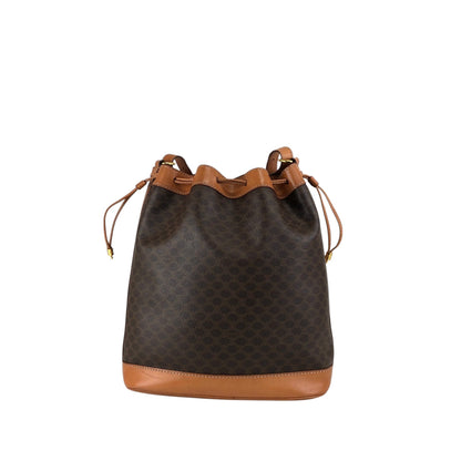 CELINE Macadam Blason Drawstring Shoulder bag Brown Vintage 6tzfb8