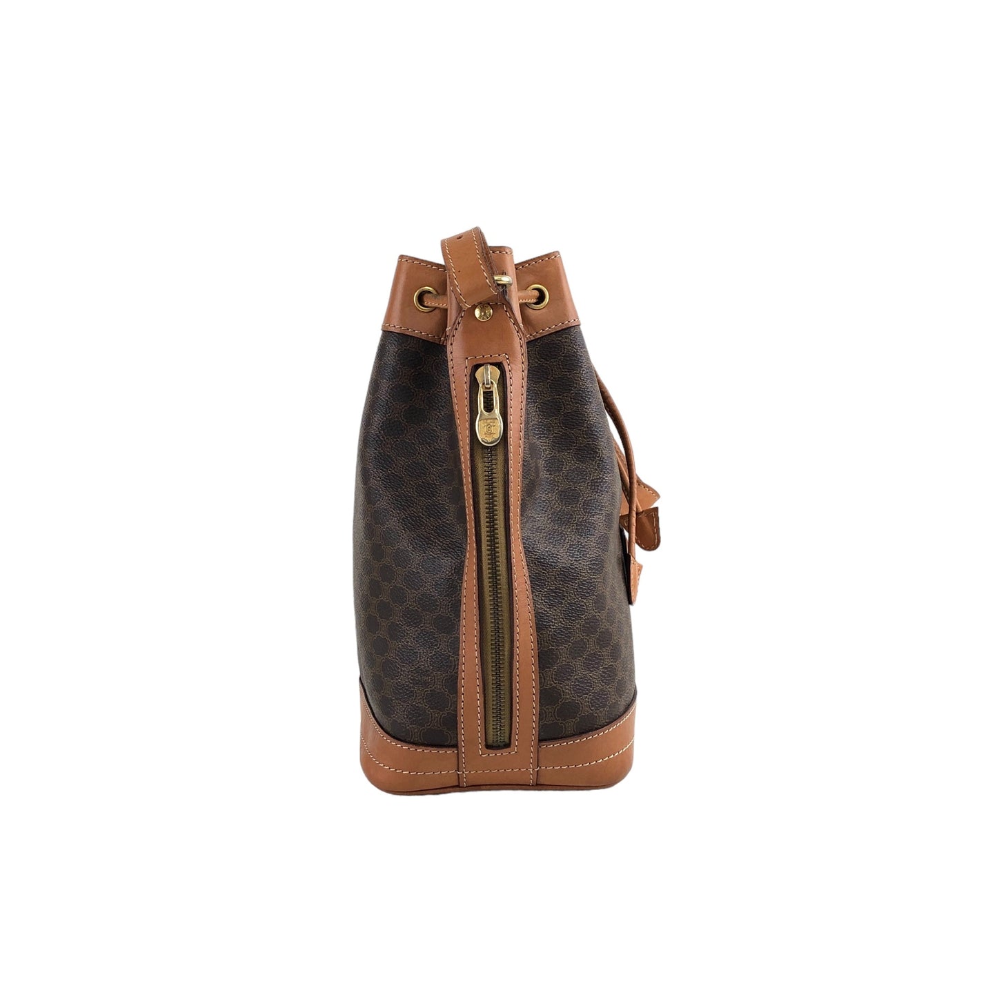 CELINE Macadam Blason Drawstring Shoulder bag Brown Vintage g7zzki