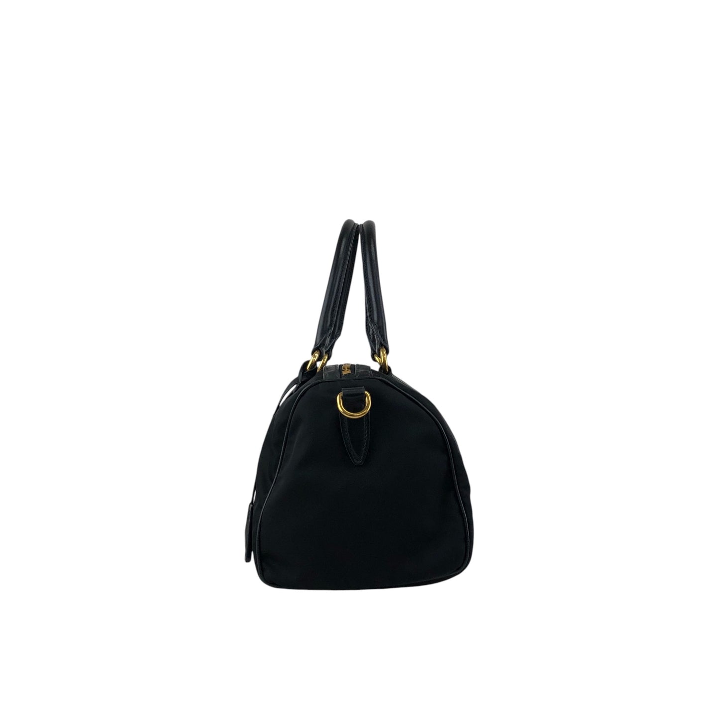PRADA Logo Two-way Boston bag Shoulder bag Black Vintage 76zjdy