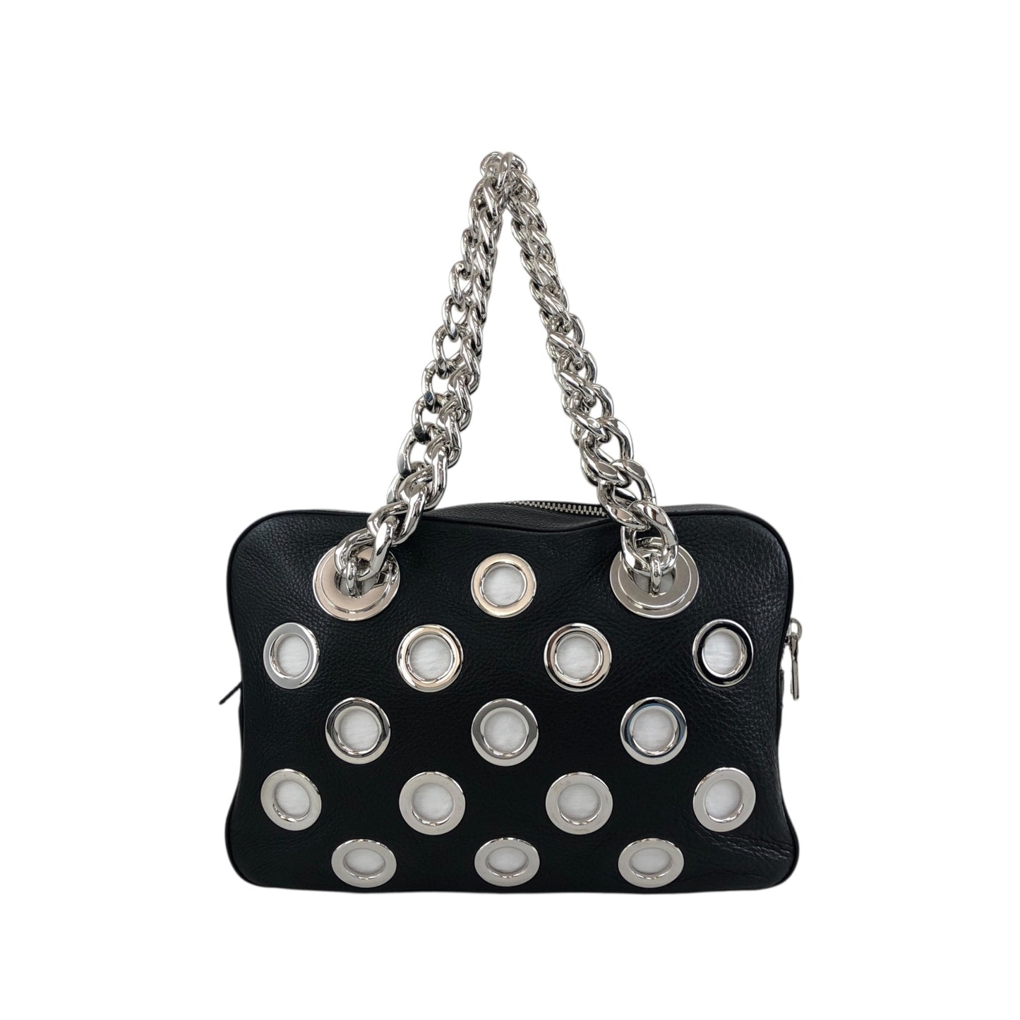 PRADA Logo Chain Handbag Black Vintage iubjy2
