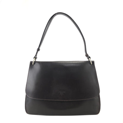 PRADA Logo Double Face Leather Handbag Brown Vintage twseze