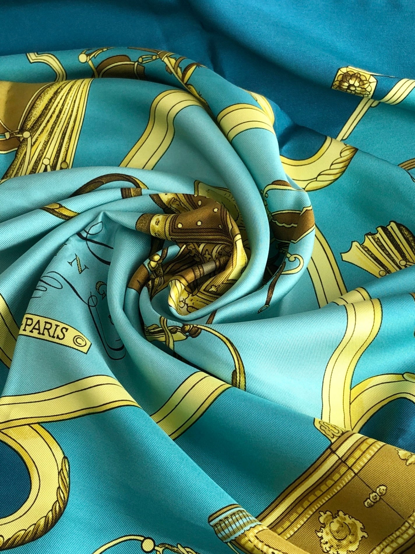 HERMES Scarf Blue springs Vintage htmcv3