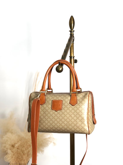 CELINE Macadam Blason Two-way Small Boston bag Shoulder bag Beige Vintage ppn4pg